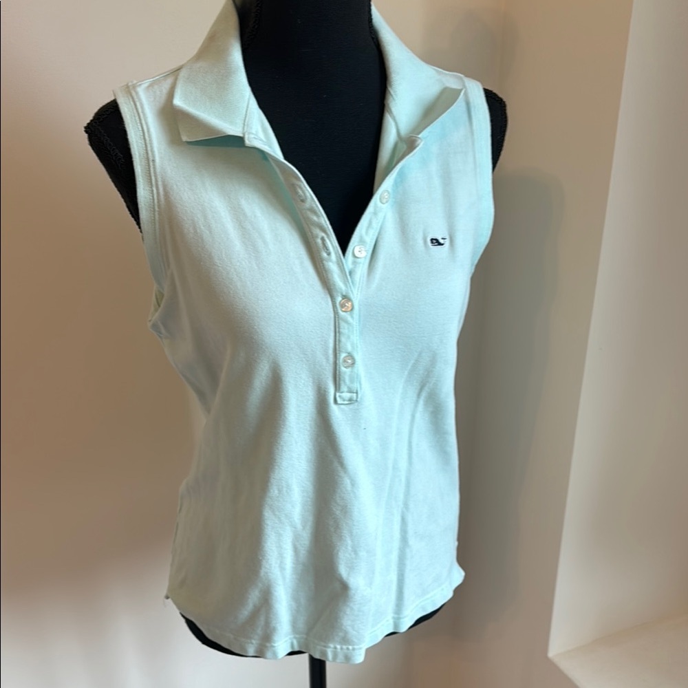 Vineyard Vines Women's Aqua Sleeveless Polo Top